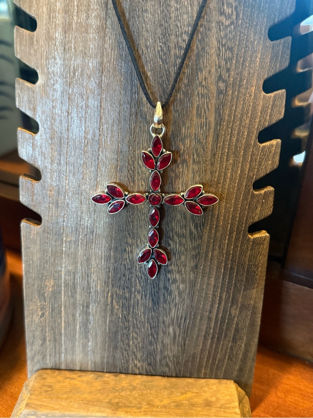 Handmade Garnet Cross Pendant: .925
Sterling Silver Holy Pendant